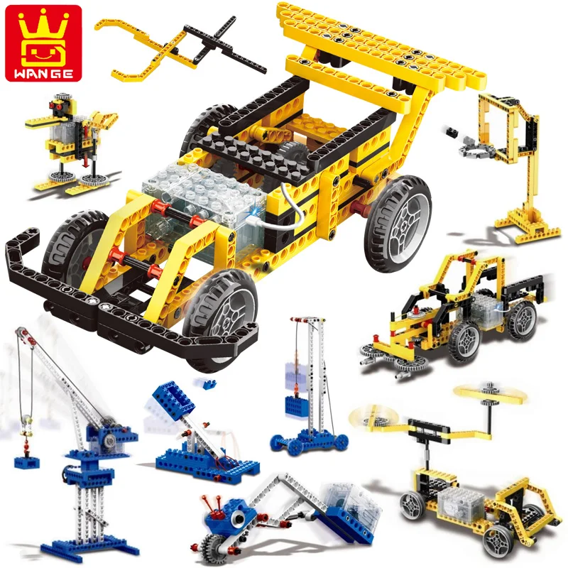 

Wange Educational Learning Toys Kids DIY Set Toys Cars Plastic Model Kits Building Bricks Blocks For Boys 4 IN 1 With Motor