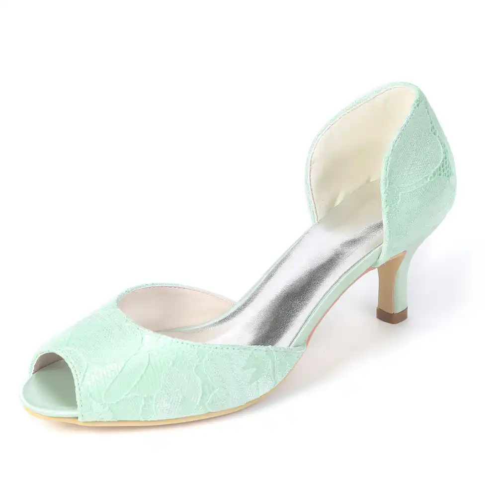 Creativesugar Elegant Lace D Orsay Lady Low Heel Pumps Fresh Color