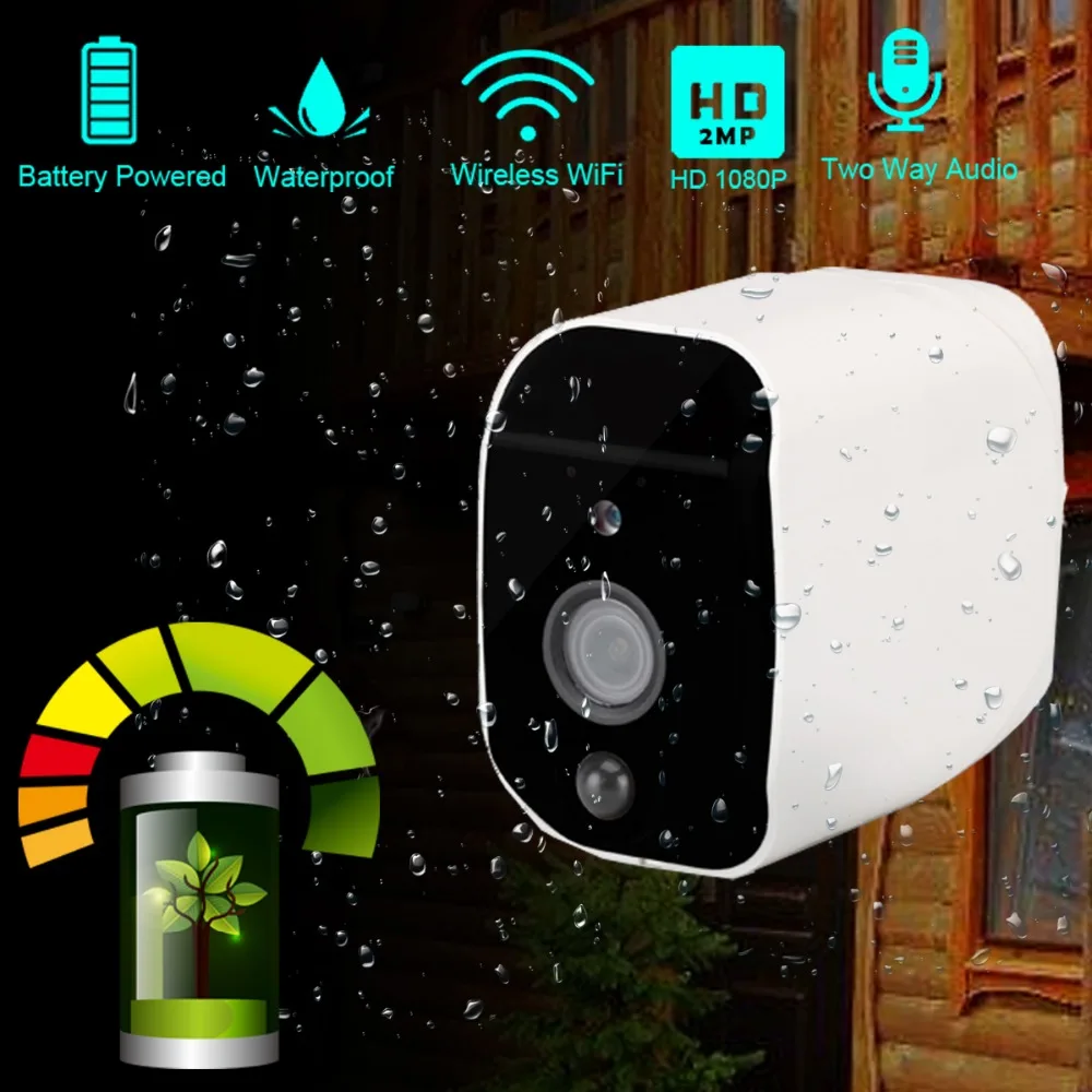 DAYTECH Battery Powered 1080P Wireless IP Camera WiFi 2MP HD Surveillance Camera Waterproof CCTV In