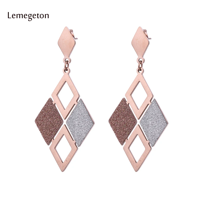 

Lemegeton Bohemian Multiple rhombus combination Earrings Geometric Stainless Steel Earrings Party Jewelry