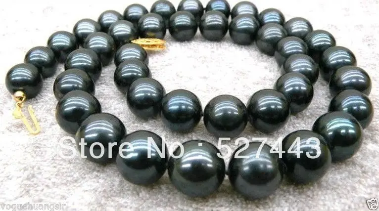 

Wholesale fast 9-10mm Natural Black Tahitian Cultured Pearl Necklace 17.5" AAA