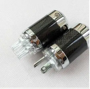 

2pcs Carbon fiber rhodium-plated fever-grade power plug Carbon fiber rhodium-plated power head
