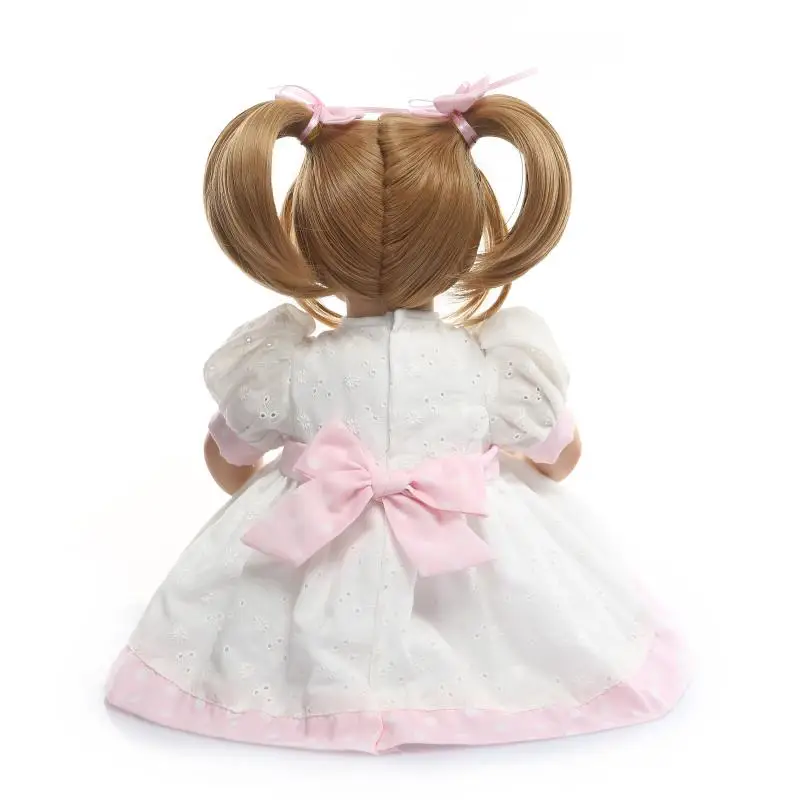 52cm soft Silicone Vinyl Reborn Baby Girl Doll Lifelike Surprise Face Doll Reborn Toy For kids XMAS Gift blonde hair bronw eyes