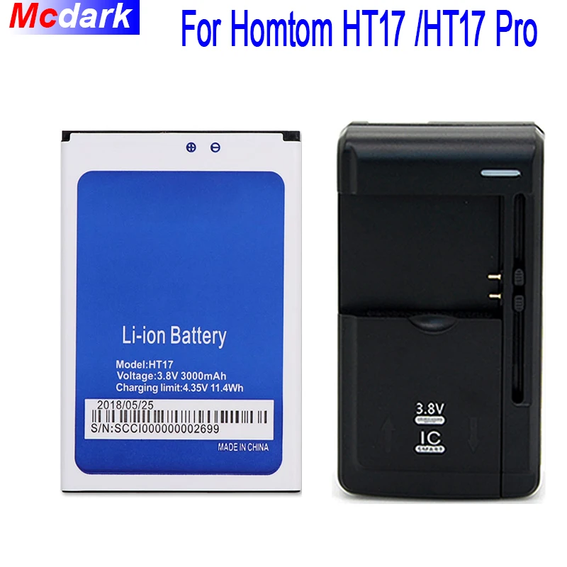 

For Homtom HT17 Battery For Homtom HT17 Pro Batterie Bateria Accumulator AKKU 3000mAh+Universal Charger