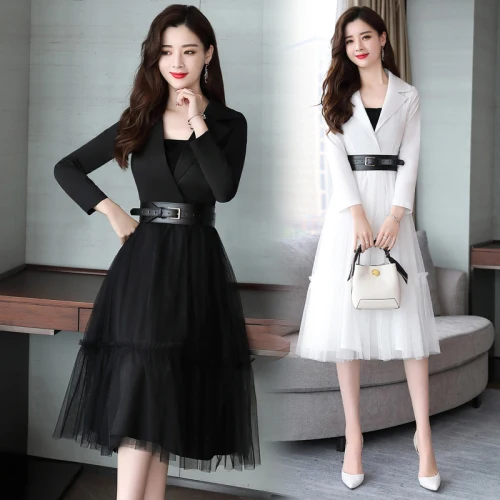 

Temperament trendy Dress Elegant Mesh Patchwork Thin Midi Dress Fashion Generous Dress Women Brief Wild Vestido De Festa