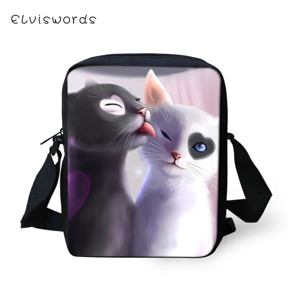 ELVISWORDS Модные Удобные сумки через плечо с принтом кошки женская сумка через плечо Kawaii Animal мини-сумка через плечо кошелек