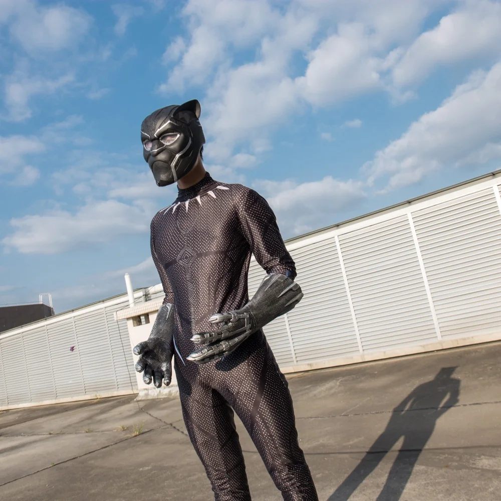 2018 Movie Black Panther Costume Jumpsuit Black Panther Cosplay Superhero Black Panther Zentai Suit New (9)