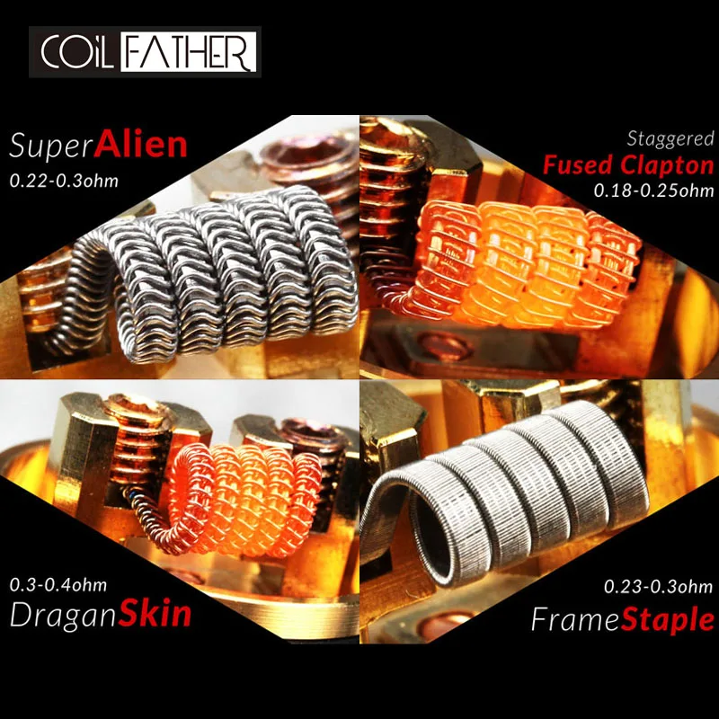 Coil Father Coils & Cottons Mini C A1 Ni80 Super Alien Clapton Штапельная оправа из органического хлопка