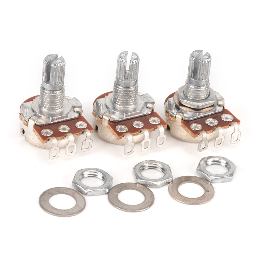 3 pcs A250k Guitar Potentiometer Split Shaft Pots Audio Tone Switch