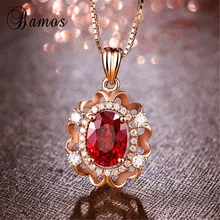 Bamos dainty pedra de cristal vermelho gargantilha colar moda rosa cor de ouro flor colar para as mulheres na moda birthstone jóias