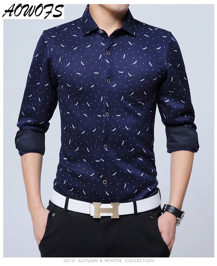 2017 arrival Men's thicken shirts printing full sleeve velvet shirt