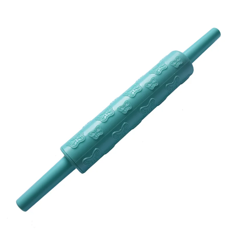 Christmas Embossing Rolling Pin Plastic Rolling Pins With Pattern For Cake Fondant Dough Roller Cake Decorating Tools - Цвет: Blue