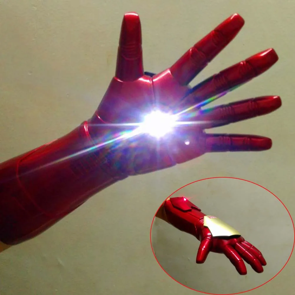 

Superhero Marvel Iron Man 3 Cosplay Arm Gloves with LED Light Infrared Launchable Iron Man Action Figure Toys for Boys Gifts