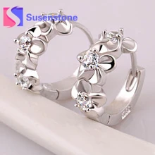 1 пара Посеребренные Круглые серьги Модные Камелия Стразы дизайнерские серьги-кольца Женские Элегантные Ювелирные изделия Подарки