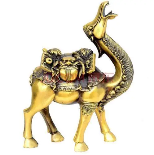 

Chinese Bronze Home Set Wealth Lion Head Running Camel Llama Statue Animals