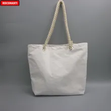10x пустой натуральный хлопок холст сумки с застежкой-молнией веревочной ручкой для продуктовых покупок, пляжа, индивидуальный логотип печати