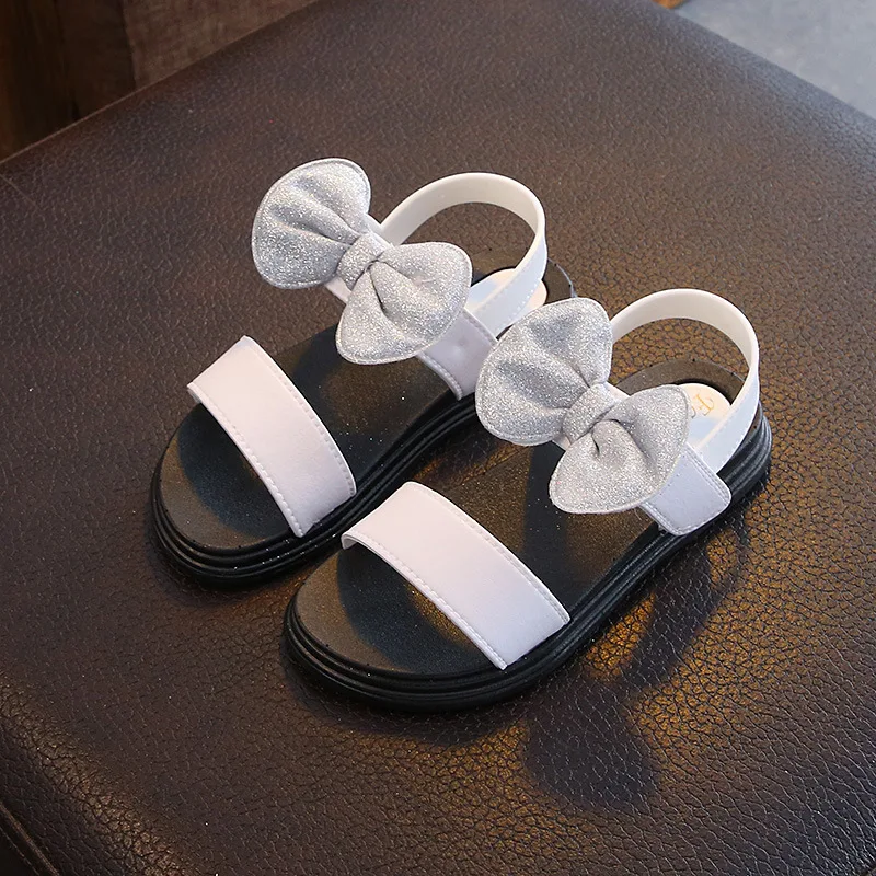 

Girls Shoes Sandals For Children Fashion Sequins Bowtie Princess Sandals Soft Soled Beach Sandals Single Shoes For Kids Girls
