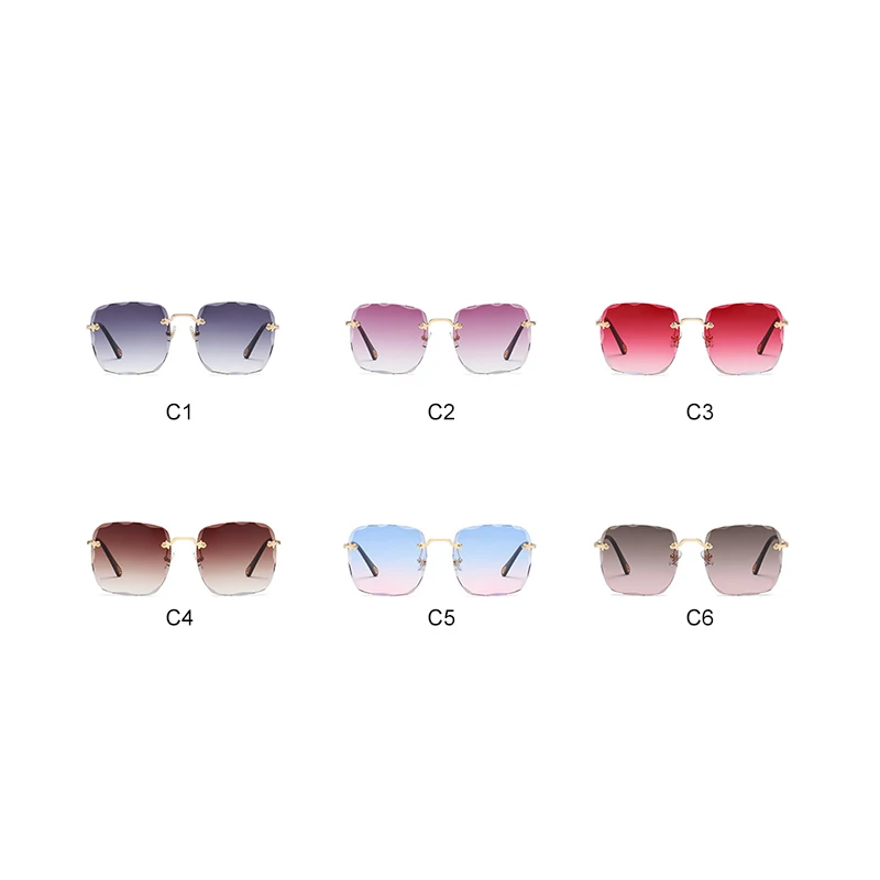 Королевские Женские квадратные солнцезащитные очки, женские новые обрезные солнцезащитные очки без оправы, женские брендовые дизайнерские металлические градиентные очки UV400 ss169