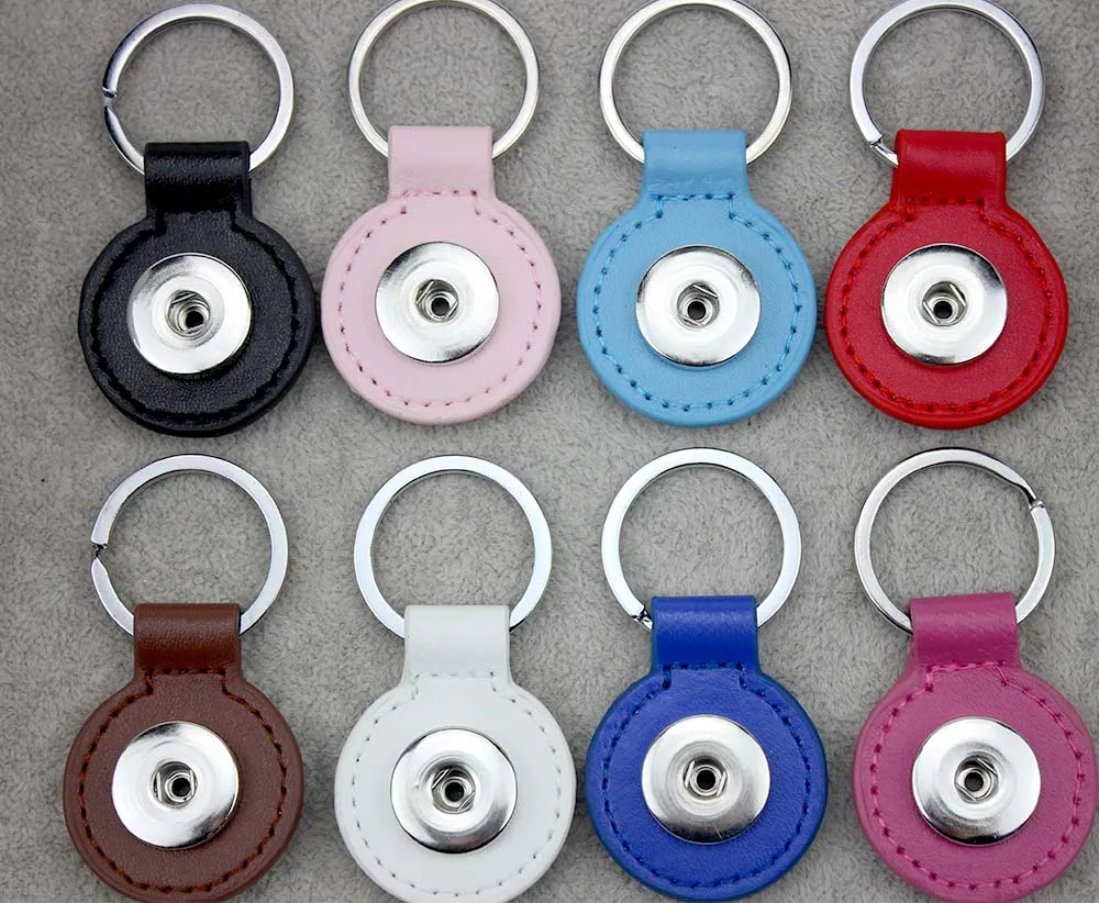Wholesale 8colors high quality PU leather snaps Key chain buttons Key