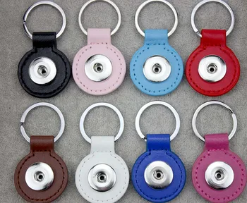 

Wholesale 8colors high quality PU leather snaps Key chain buttons Key chain factory snaps buttons fit 20mm snap button for women