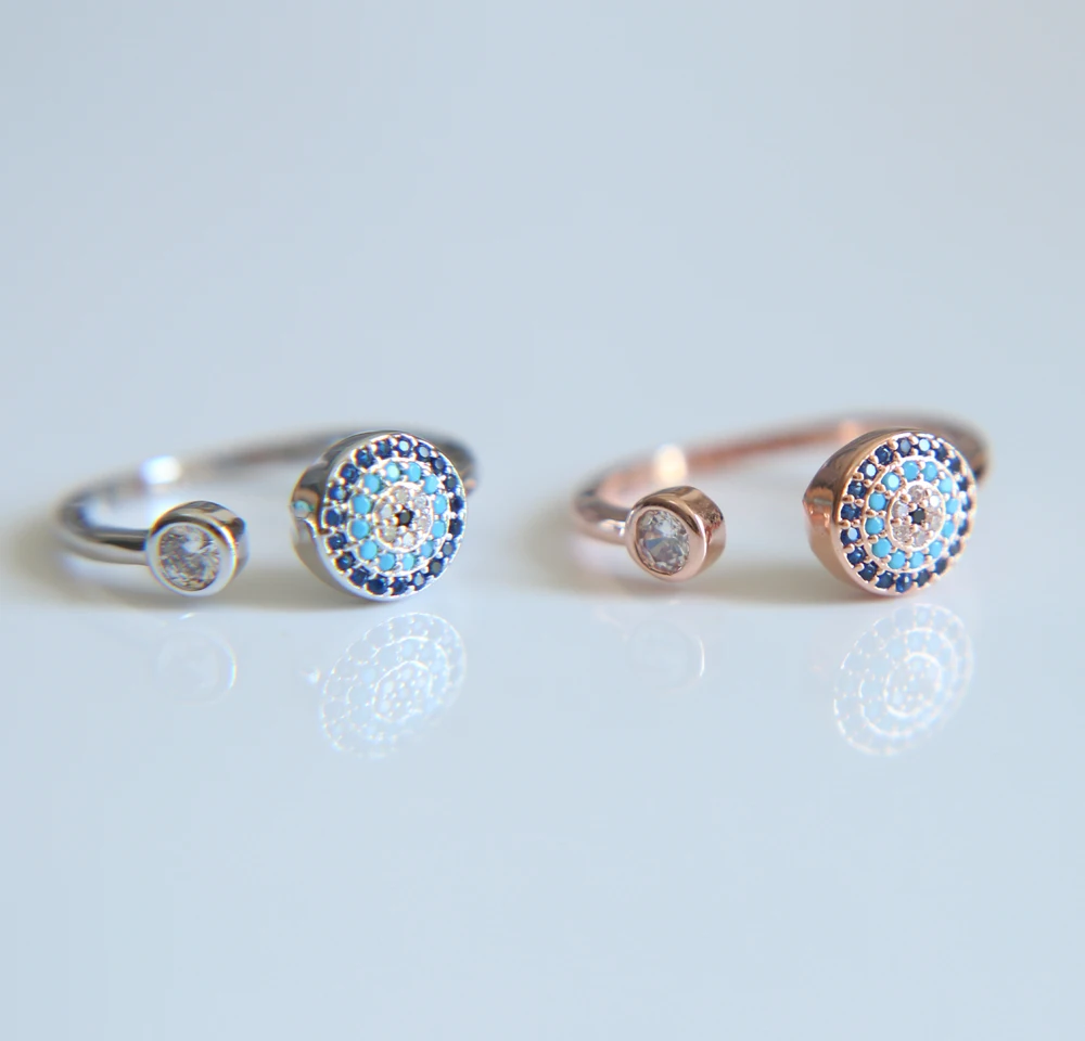 

New Trendy Adjustable Round cz with Ball Ring Female Punk Jewelry Geometric Rose gold color Rings for Women