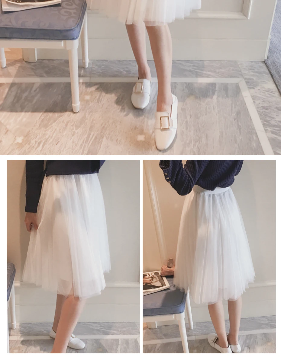 A-line High Waist Pleated Tulle Skirt