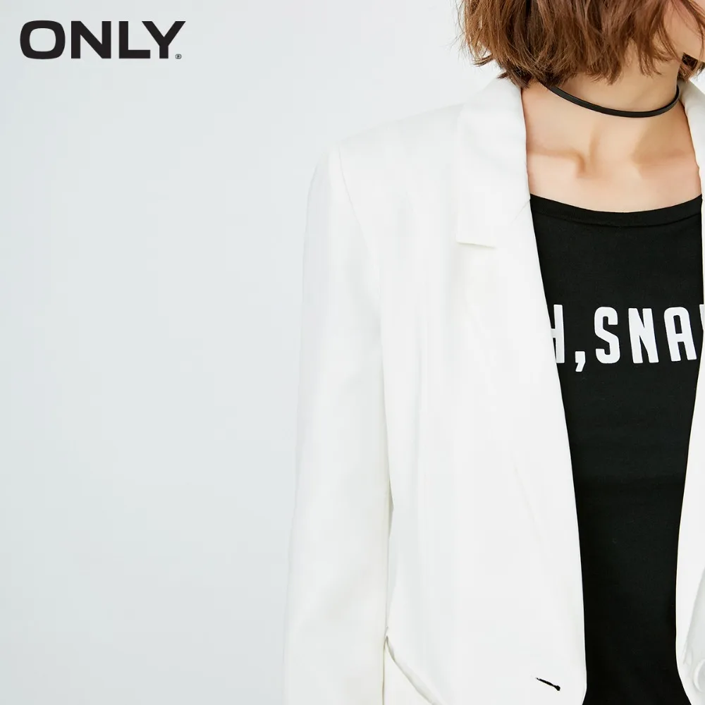 ONLY  Split cuff slim long blazer hombre  female solid striped single button|117308510