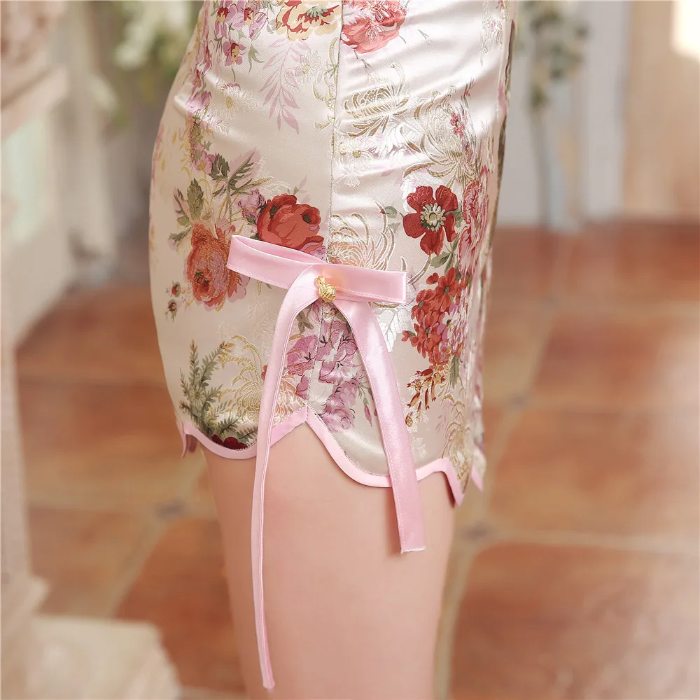Sexy Backless Women Satin Mini Qipao Cheongsam Chinese Vintage Style Party Club Dress Lady Short Tight Dress S M L XL XXL LGD20