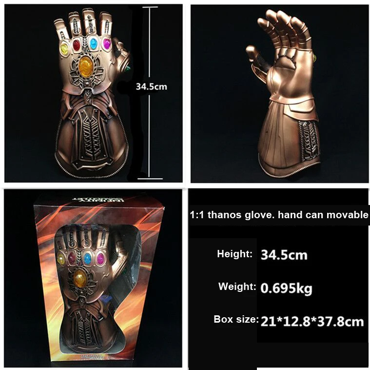

1:1 Scale Cosplay Infinity Gauntlet Avengers Infinity War Thanos Gloves Gold Cosplay Studs Halloween Prop New