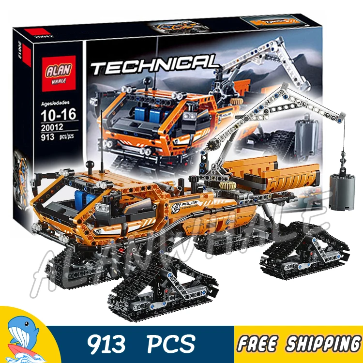 

913pcs 2in1 Techinic Ice Arctic Truck Tracked Pickup 20012 Model Building Blocks Assemble Toy Brick Vehicle Compatible With Lego
