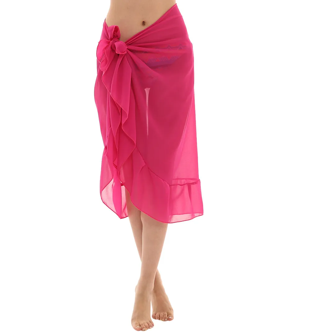 Новые модные женские шифоновые юбки, солнцезащитное пляжное бикини, юбка с запахом, сетчатый купальник skirtBayan Etek - Цвет: Hot Pink