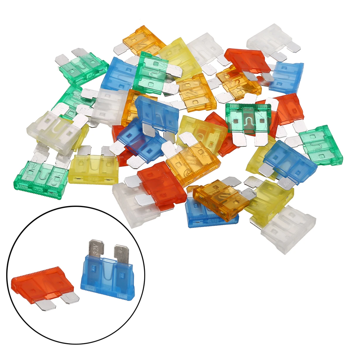 36PCS Multicolor Mix Car Automotive Blade Fuses 7.5A 10A 15A 20A 25A 30A Car Styling Standard Medium Fuse Set