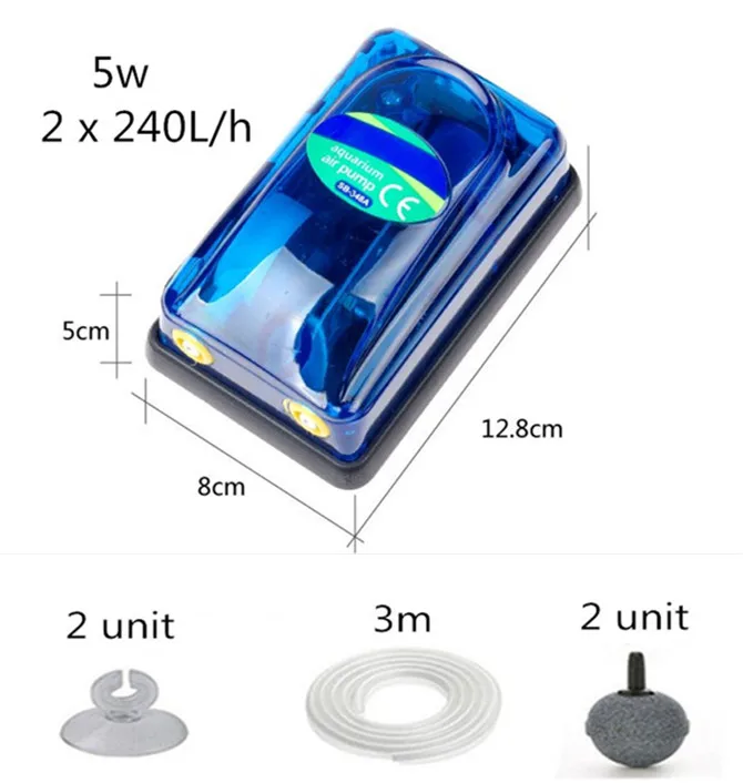 8 Вт 12 Вт большой емкости кислородный насос, аэратор для аквариума, аэратор для рыб, небольшой надувной насос, тихий генератор кислорода - Цвет: SB-348A A SET