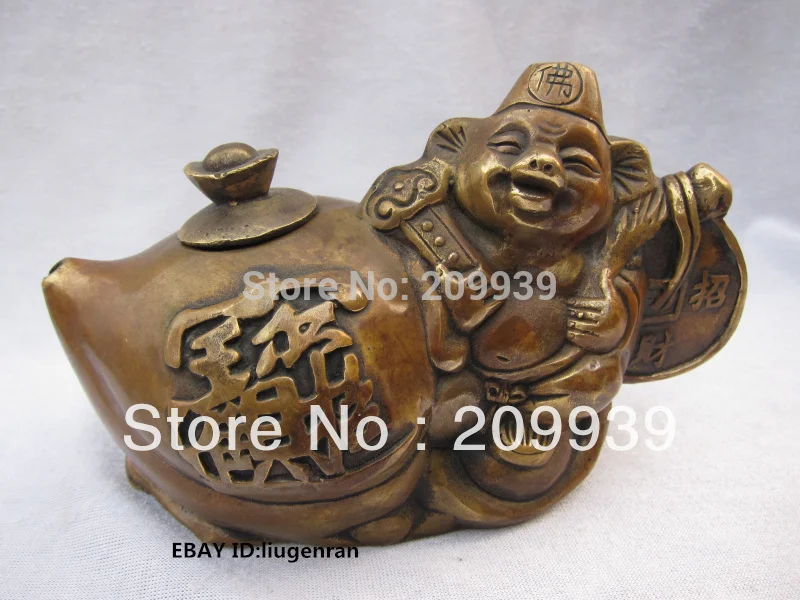 

Hd0153 Lucky Pure 100%bronze Brass pig monster teapot Chinese tea pot (A0321)