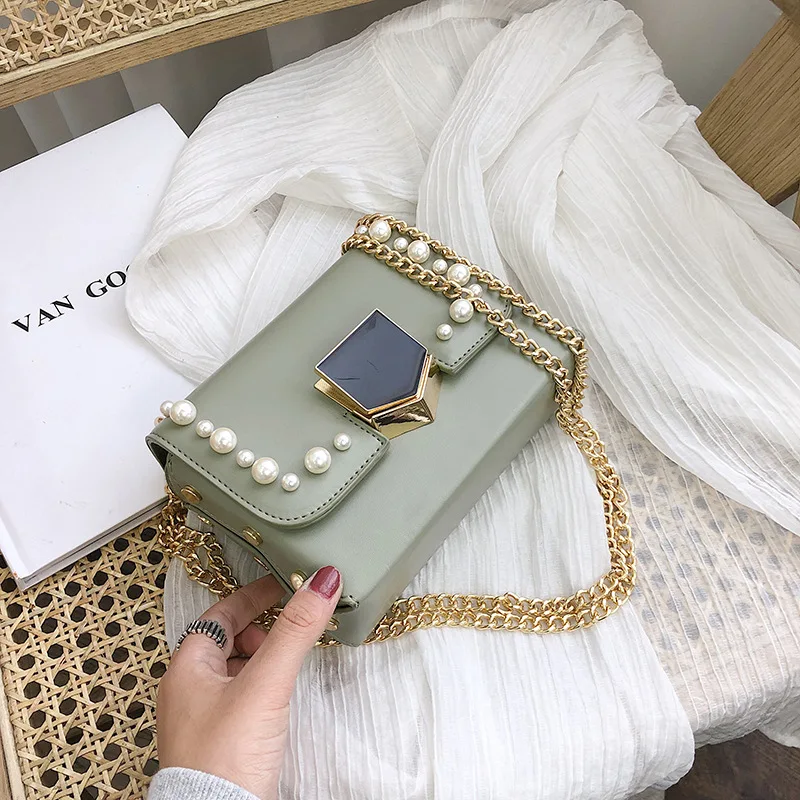 

Brand Originality Design 2019 New Korean Style Slant Bag Chic Chain Single Shoulder Square Bag Designer Shoulder Messenger Bag