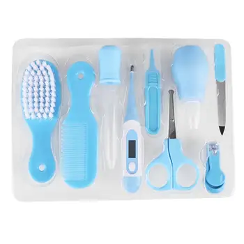 

9pcs/set Convenient Daily Baby Nail Clipper Scissors Hair Brush Comb Thermometer Manicure Care Suit Newborn Baby Nail Care Set