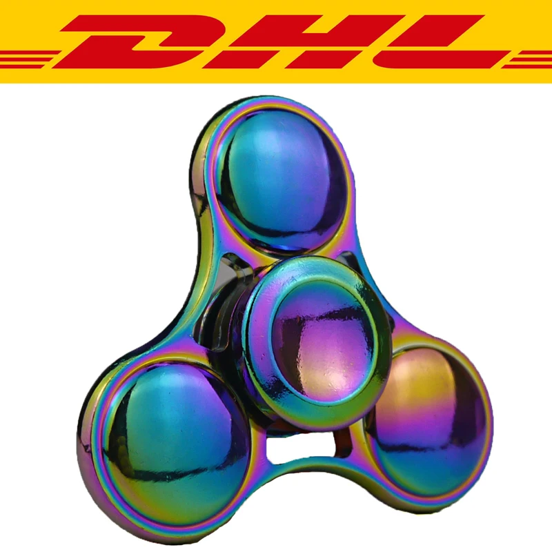 

New 10Pcs/Lot Rainbow Colorful Aluminium Metal Tri Spinner Finger Adults Anti Stress Toys Autism ADHD Funny EDC Hand Spinner