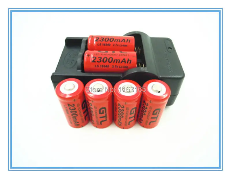 6x2300 mAh 16340 CR123A литий-ионная аккумуляторная батарея Красного цвета для светодиодный фонарик+ зарядное устройство для путешествий