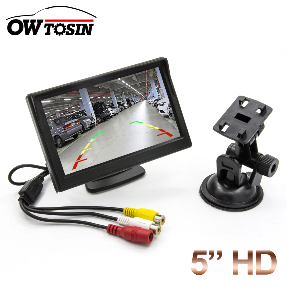 

Owtosin 2 Ways Video Input 5 Inch TFT LCD HD Car Parking Monitor For Rear View Camera Parking Assistance System 2 Holders