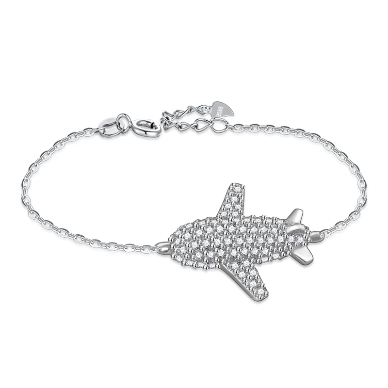 

Chic Silver Jewelry Women's 925 Sterling Silver Bracelet Airplane Pendant Solid Silver Bracelet Does Not Fading Free Shipping