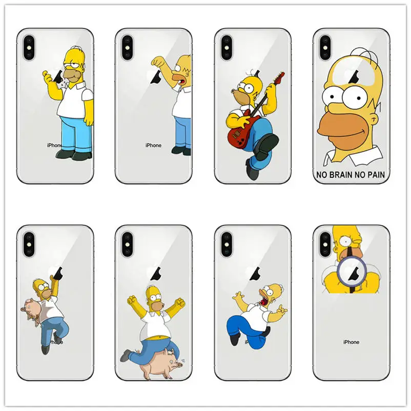 Homer J. Simpson Phone Case For iPhone 5 5s SE 6 6s 7 8 P PLUS X XR XS MAX Cute Funny Fashion Cartoon Silicone Phone Cases Cover