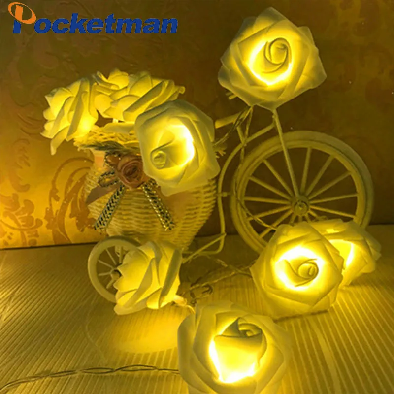 

Parties 2M 20LED Rose LED String Lights Battery Wedding Birthday Decorative Flowers Wreaths