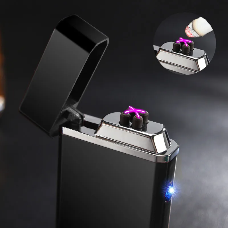 2017-New-USB-Electric-Double-Arc-Lighter-Rechargeable-Windproof-Torch-Lighter-Cigarette-Dual-Thunder-Pulse-Cross