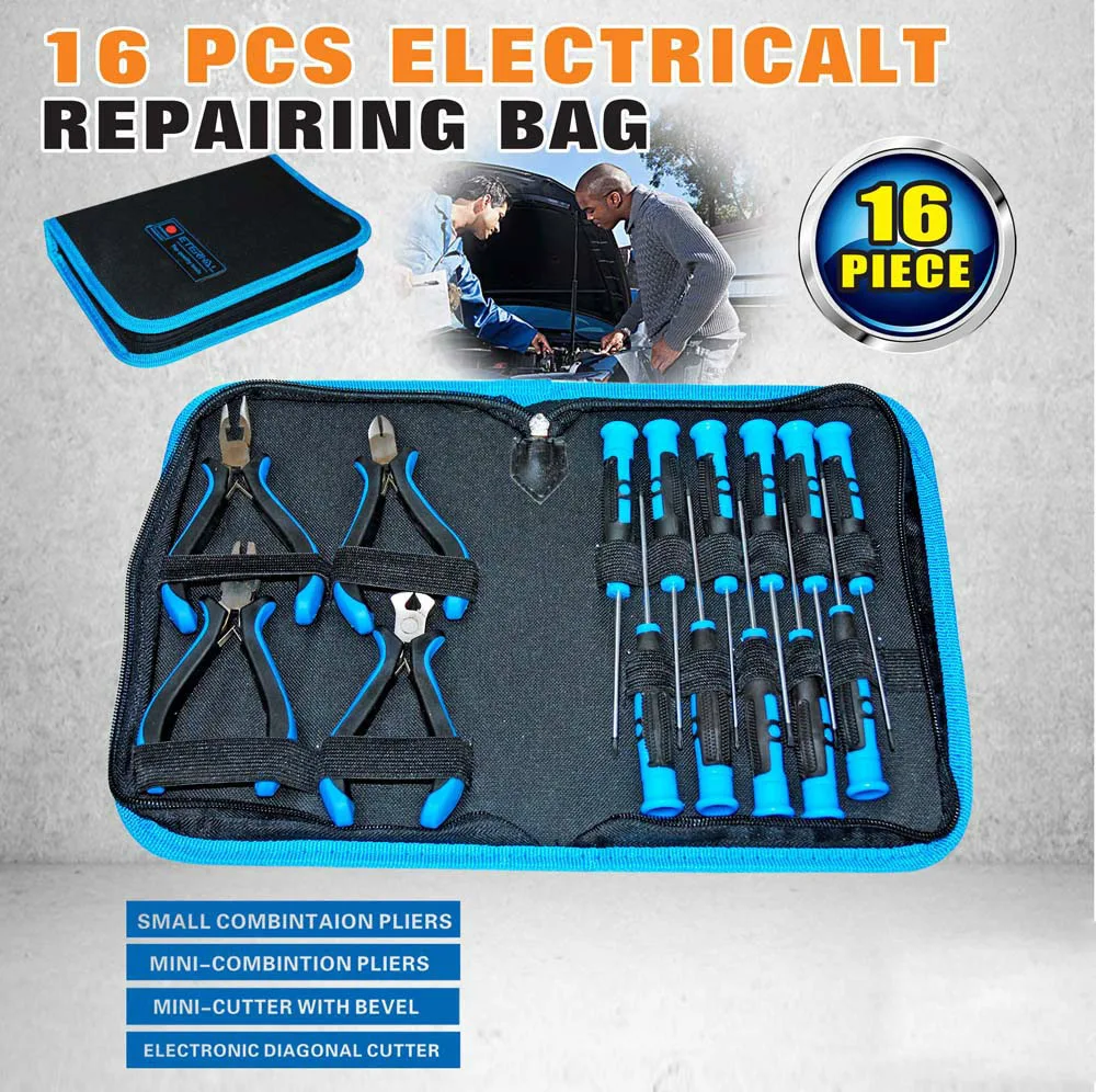 

Crimper Tweezers New Arrival Sale Kit Gator Grip Electrician Screwdriver Set Hand Tool Repair Bag Multifunction Waist Ad1026