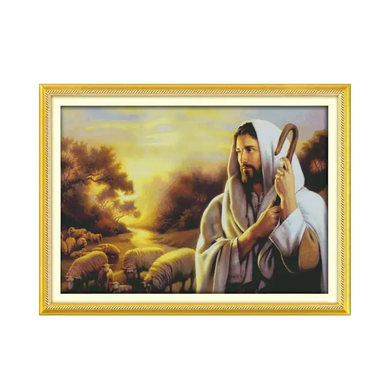 Набор для вышивания крестиком из серии "Спаситель Иисуса", "Иисус-пастырь", большая гостиная, хлопковая ткань, вышитая декоративная картина