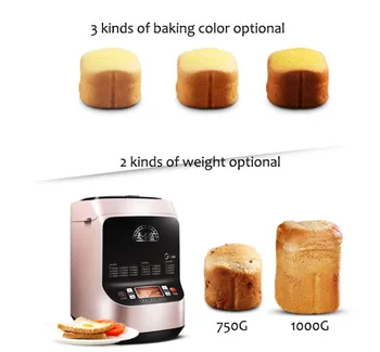 

Home Automatic Bread Machine Multi Functional Intelligent Bakery 3 Baking Colors 2 Weight Options Bead Maker With Timer
