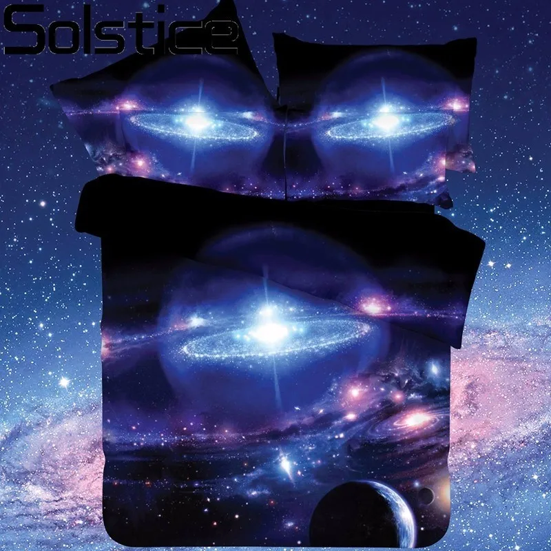 

Solstice Home Textile Galaxy Universe Outer Space Themed 2pcs/3pcs/4pcs Bedspread Bed Linen Bed Sheet Duvet Cover Set Pillowcase