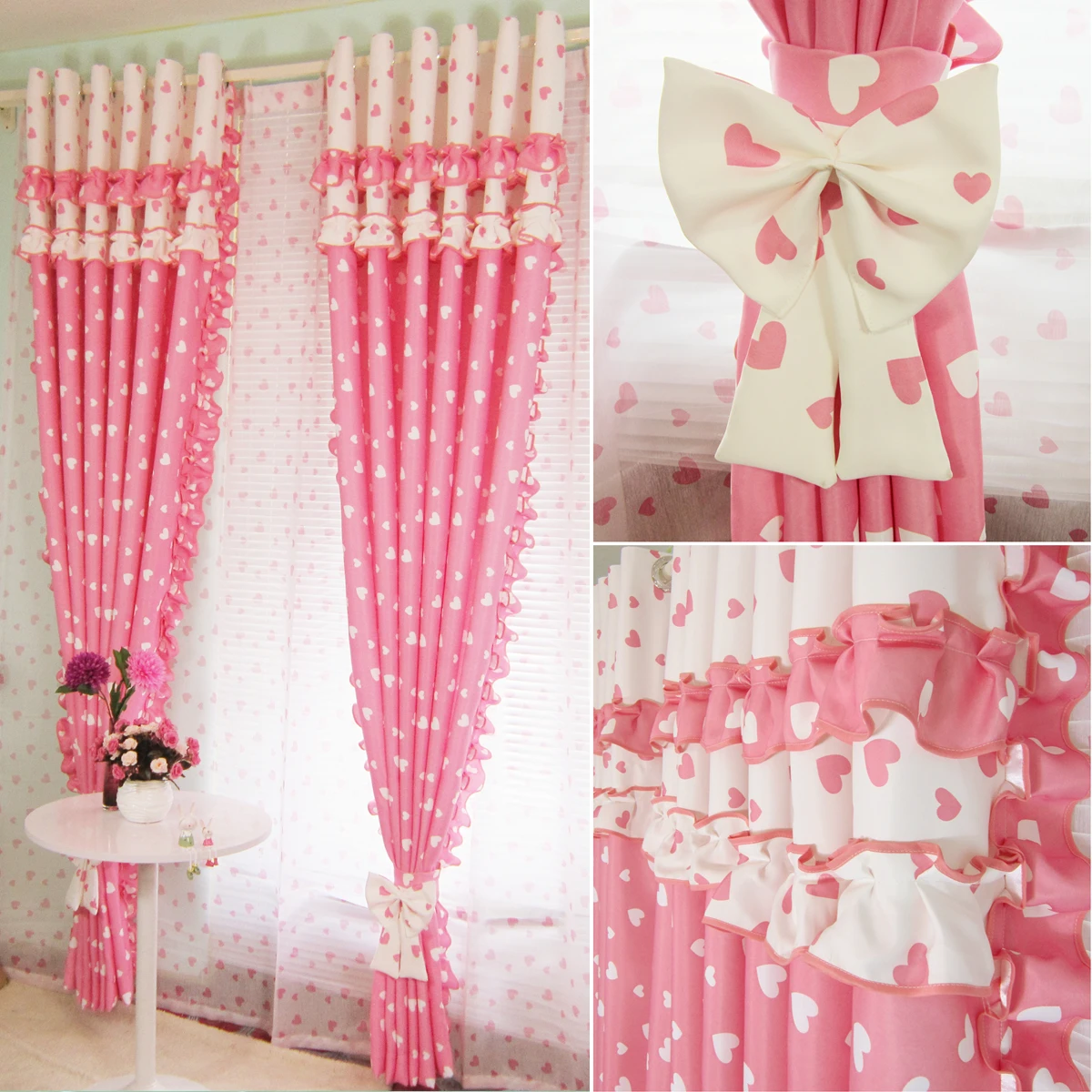 Aliexpress Buy Pink Blackout Splice Flounce Curtains