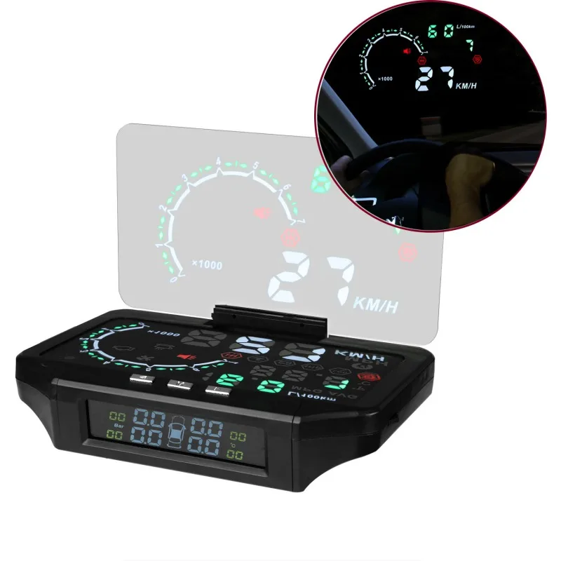 2 в 1 Bluetooth 4,0 экономьте топливо 4 внутренний/внешний датчик HUD Автомобильный дисплей система мониторинга давления в шинах Система мониторинга состояния шин через Bluetooth