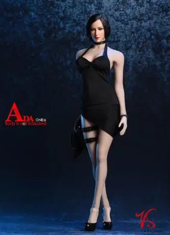 Аксессуары для корректировки фигуры 1:6 сексуальное 18XG14 Ada Wong платье набор 1/6 висячая Шея длинная юбка черный красный цвета для большой груди тела - Цвет: black